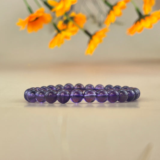 6/8/10mm Amethyst Crystal Bracelets Handmade Healing Crystal Crafts