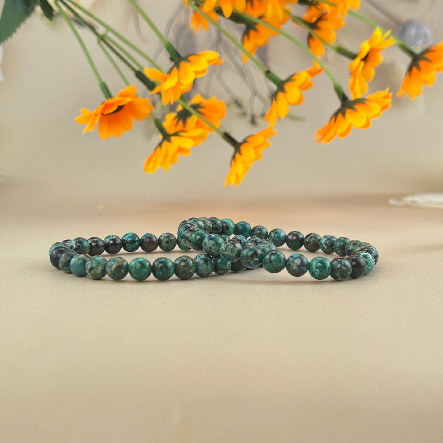 6/8/10mm Chrysocolla Crystal Bracelets Handmade Healing Crystal Crafts