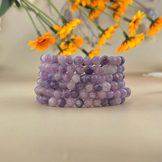 6/8/10mm Natural Lepidolite Crystal Bracelets Handmade Healing Crystal Crafts