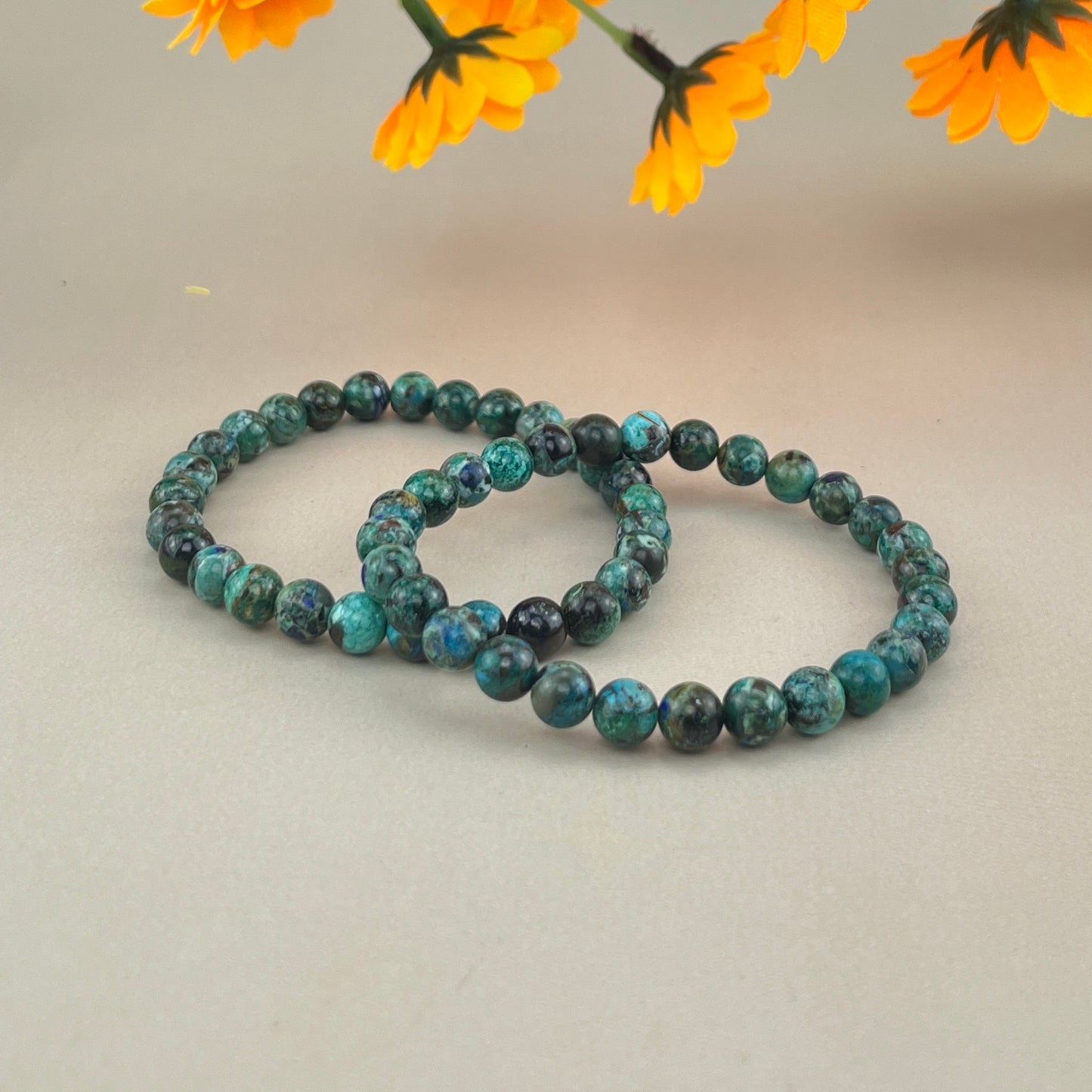 6/8/10mm Chrysocolla Crystal Bracelets Handmade Healing Crystal Crafts