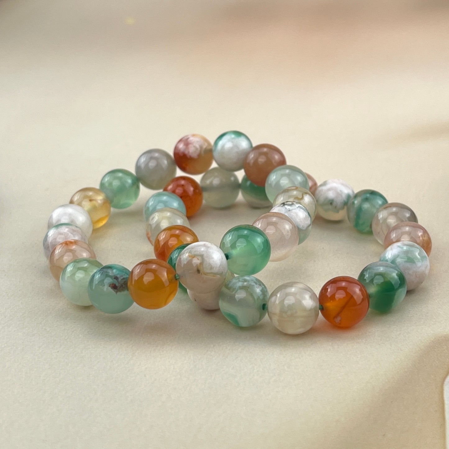 6/8/10mm Color Flower Agate Crystal Bracelets Handmade Healing Crystal Crafts